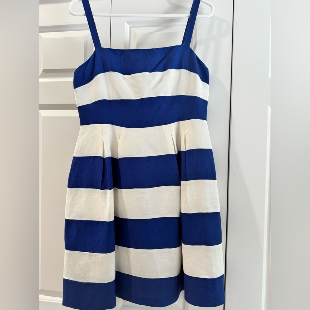 LOFT Blue and White Striped Skater Dress 2